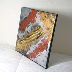 Original Abstract Acrylic Painting (See Video) On Canvas Gold Copper 12×12