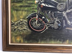 Sturgis Harley Davidson Painting LARGE 42″ x 30″ Framed Artwork Rebel Day 1988