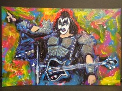 Original Music ROCK KISS COLORFUL GENE SIMMONS Abstract Painting WALL ART
