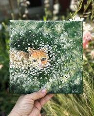 Ginger cat original small painting on canvas orange kitten