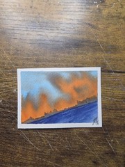 ACEO Original painting Sunrise from the city scape (2.5×3.5 inches) Watercolor