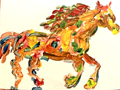 Original Artwork Rainbow Horse Running Animal ACEO Handmade Signed By Artist