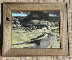 Original Sharyn Perinar Western Oil Painting with Incredible Custom Wood Frame