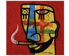Original Ciseron Bautista “Fumador #3” Acrylic Painting 24×30 Signed COA 2021