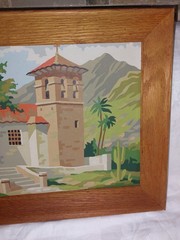 Vintage Paint by Number Desert Sanctuary Spanish Mission Southwest Scene Framed