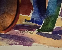 DEBORAH HOOVER ORIGINAL WATERCOLOR #1778 COOL DRUMMER BAND -SIGNED- MUSIC- 21×17