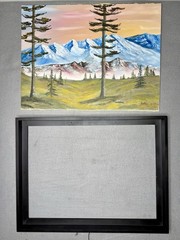 Vintage Original Washington Cascades PNW Landscape Textured Painting 24×18 Frame