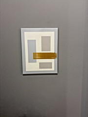 Original Geometric Abstract Painting Modern Minimalist Canvas Art Metallic Gold