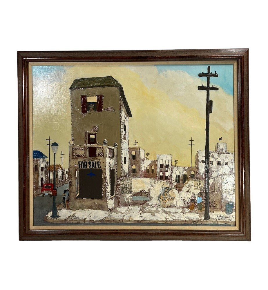 ROBERT FARRINGTON VENICE BEACH CALIFORNIA ILLUSTRATION VINTAGE OIL PAINTING