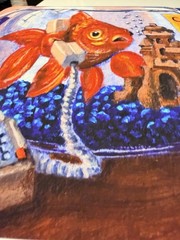 ACEO Print 5×7 Goldfish Retro 90s Art Signed LeahG777