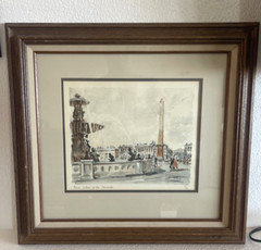 Set of 4 Vintage Franz Herbelot Paris Watercolor Litho Print Artwork