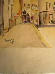 School SWITZERLAND XX DRAWING WATERCOLOR PAYAGE ZURICH GROSSMUNSTER SWITZERLA…