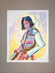 Abstract Original painting oil pastel Women Portrait urban Handmade 15×12”