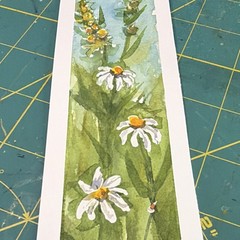 M. Hackney Original Watercolor Daisy Flower Painting Bookmark 2×9 Signed OOAK