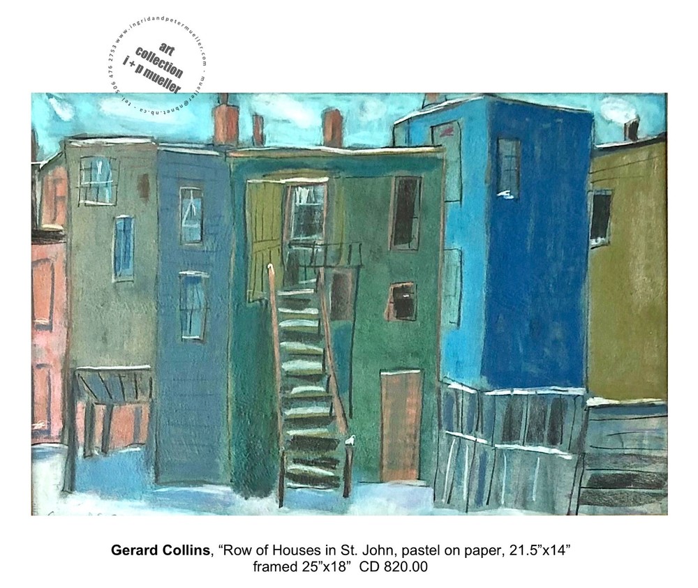 Gerard Collins, „Row of Houses in St. John“, original pastel, 21.5″x14″