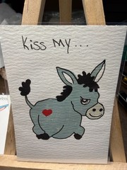 ACEO Original Acrylic Painting OOAK Signed (Not A Print) „Kiss My“ Ass Donkey