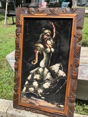 VTG 1970s Black Velvet Spanish Woman Dancer Painting Mexico Flamenco