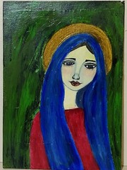 Original Portrait Painting Of A Girl In Blue Hair 10” X 14”