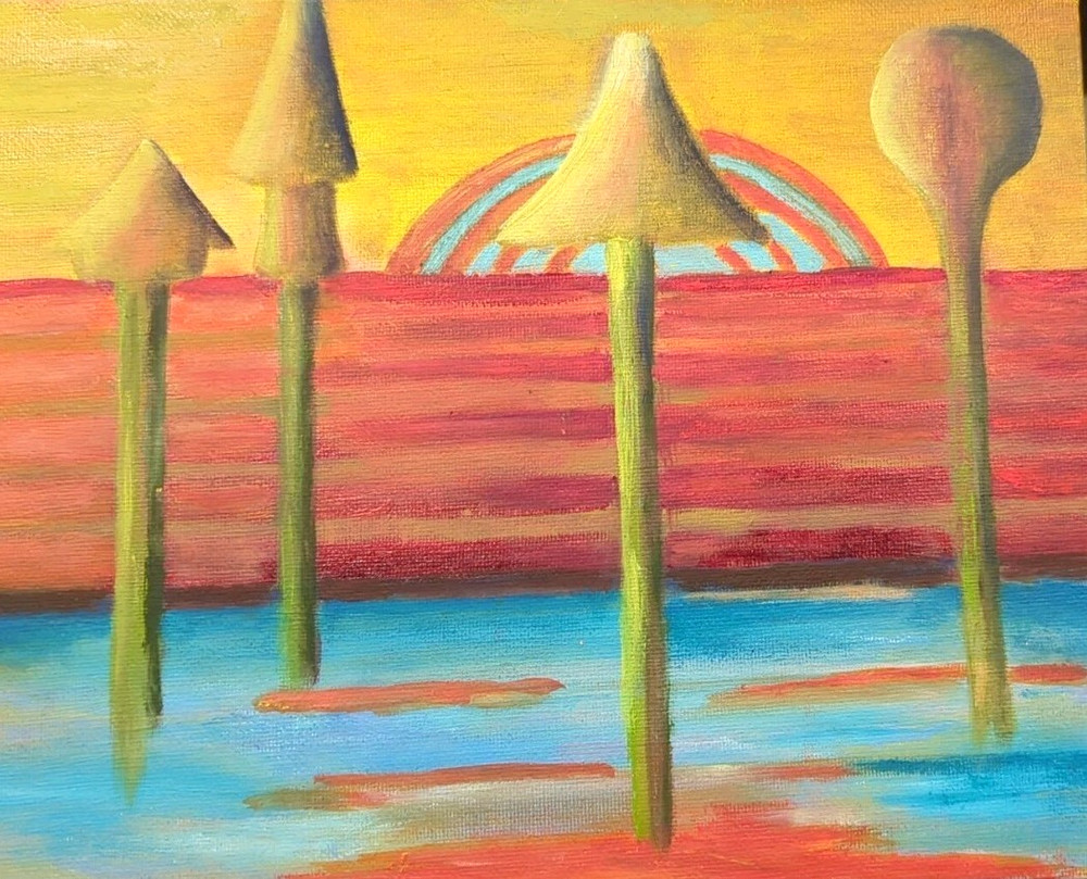 Free Shipping Original Abstract Acrylic Painting on Canvas Board 8x 10″ Signed