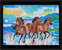 Abstract/Expressionism 11×14 Horse Waves One of a Kind Street Art Painting