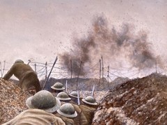 WW1 Battle of the Somme 1916. Oil painting 40 x 30 cm