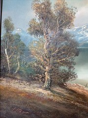 H. Heinz Ross Landscape Artist Original Vintage Painting on Canvas 30 x 26 Frame