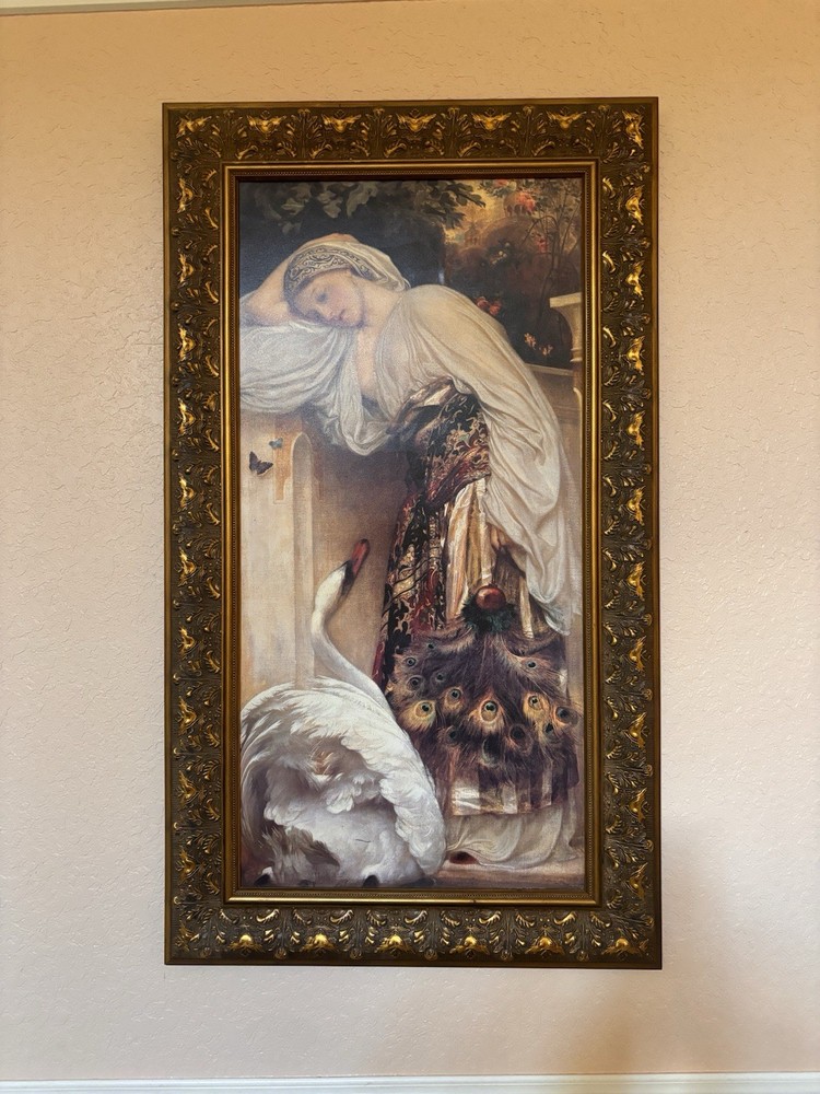 beautiful antique oil painting – Odalisque by Frederic Leighton