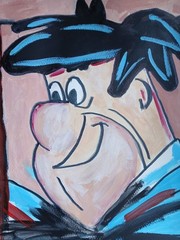 Expressionism/Abstract Fred Flintstone 11×14 Signed Colorful Street Art Painting