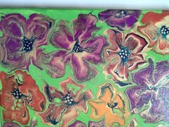 Original Acrylic Painting Stretched Canvas Flowers 9″x12″x0.6″ Wall Art Decor