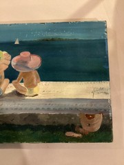 B.Bradley Oil On Canvas 20”x10” Children on the Beach Very Nice 1993