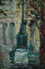 ORIGINAL FRAMED OIL PRADO BOULEVARD SCENE OLD HAVANA, CUBA ARTIST: HECTO VIDAL