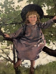 Charles Fries Painting Portrait His Daughter Landscape 1895 Antique 19th Century
