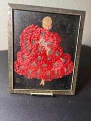 1920’s Art Deco Framed Lady in Textile Clothes Hand Drawn Unique