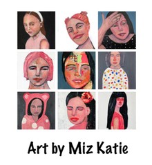 Colorful Abstract Painting Original Cardboard Art Pink Blue Yellow Miz Katie