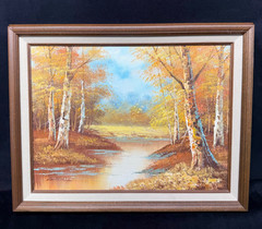 Cantrell Signed Wood Frame Landscape Oil Painting on Canvas 19”X15” Framed