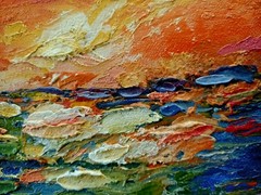 Sea Impasto Painting Original Art Impression Oil Painting 7.7 x 9.8 in