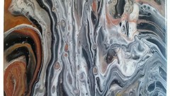 Fluid Acrylic Pour Painting – Original Art 11 x 14 Inch Cradled Wood – SEE VIDEO