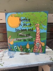 The Head and The Heart Song Lyric Painting 10 x 10″ wood, Rivers and Roads Sign