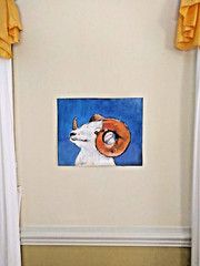The Happy Ram (painting) Your Aires Zodiac Friend Blue white orange canvas acryl