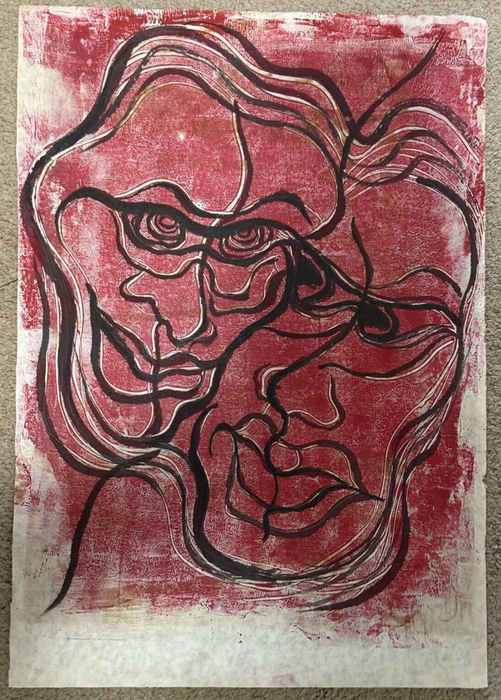 Corbellic Abstract Cubism Portrait Urban Paper Art Original 17″ H X 12″ L