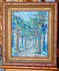 FRAMED ORIGINAL OIL PASEO DEL PRADO (PRADO BLVD) HAVANA, CUBA SIGNED HECTO VIDAL