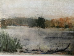 Tobias Nicklitzsch *1982 Berlin Pastel View Of The Lake In Autumn Reed Forest