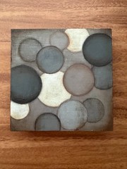 Small Abstract Circle Art Contemporary Painting on Wood Panel Shelf Sitter