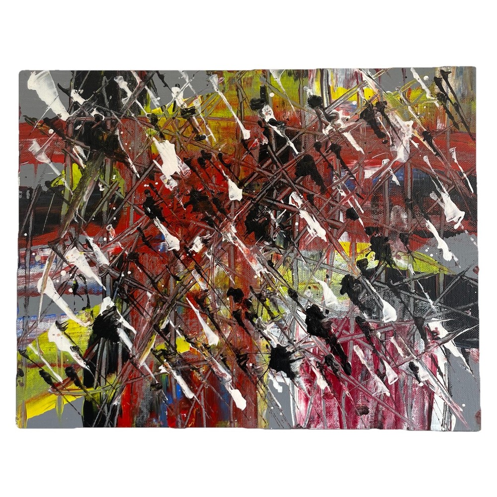NEW! Abstract Art Painting ORIGINAL Acrylic 11×14 Canvas Panel Multi-Color