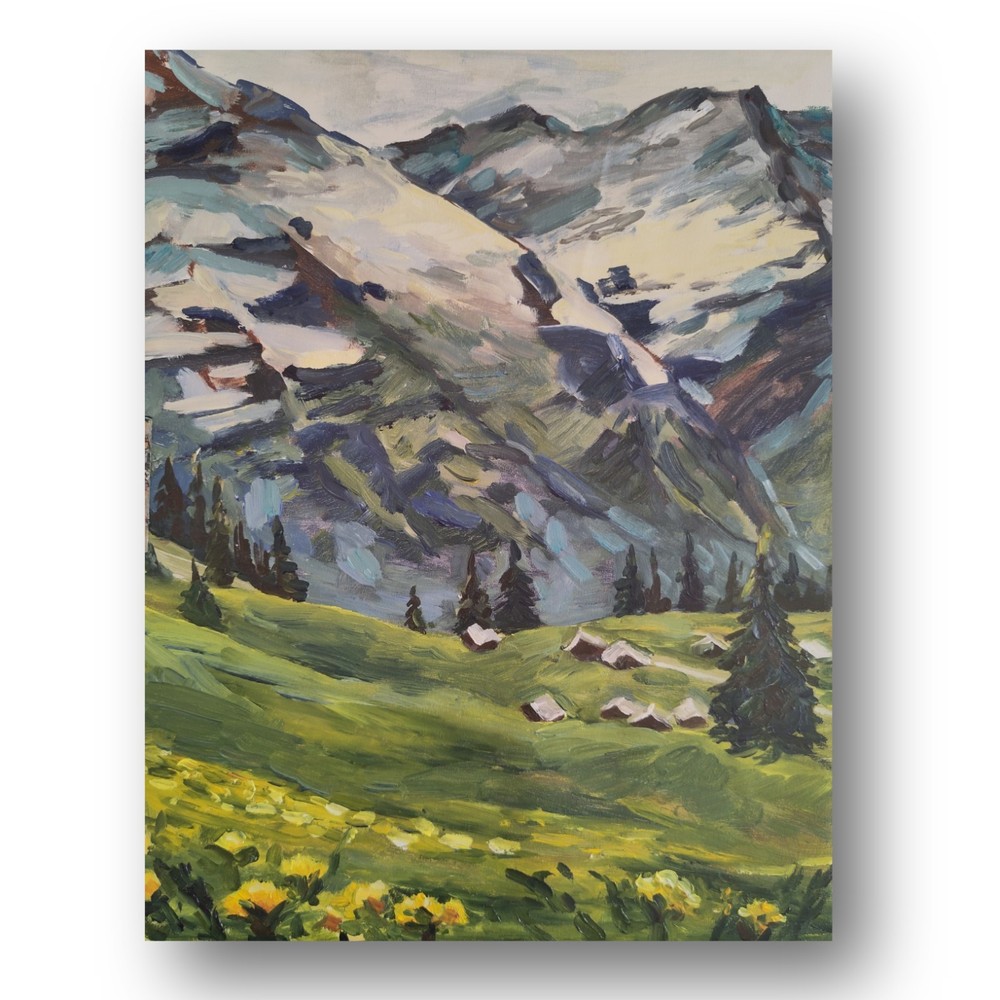 Swiss landscape art ORIGINAL art Oil painting Italy art Switzerland Art