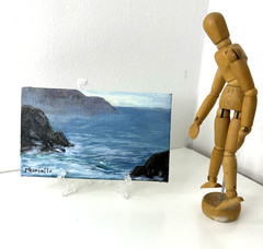 Foggy Coast Canvas Original Oil Impressionism Seascape 3″ x 5″ Miniature