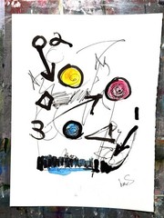 Original Abstract Expressionism 9X12 Paper Primary Minimalist Handmade Signed 8