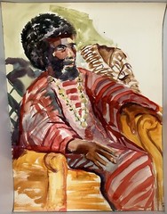 Watercolor Painting African Male Portrait Artist Joan Perry Original Vintage Art
