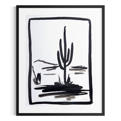 Original Fine Art 9×12 Monochrome Abstract Landscape Ink Paper Painting Signed