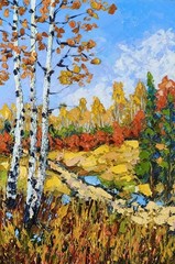 MQ-OP0612 100% Handmade Painted Landscape Tree Oil Painting Art On Canvas